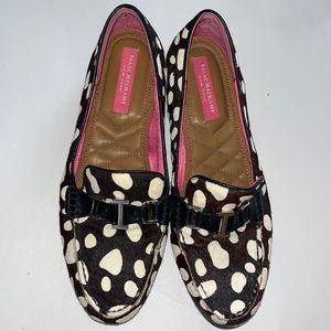 Isaac Mizrahi leather cow hair flat loafers